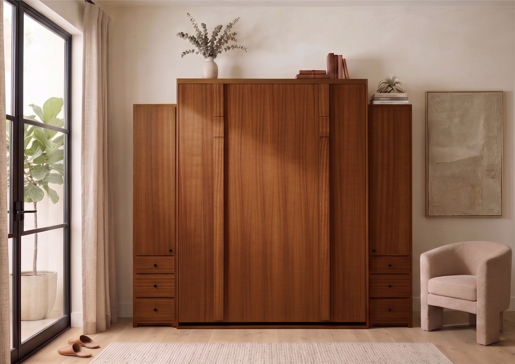 edge wall bed mahogany