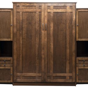 Price as shown $6,495. Price includes Queen size Santa Fe Murphybed in Cherry wood / Grand Harbor finish, LED Wallbed Lighting System, two 16" Door and Drawer Hutch cabinets, both with a Slide Out Night Table. Shipping Sale! For a limited time, Wilding Wallbeds will pay up to $400 of your shipping.