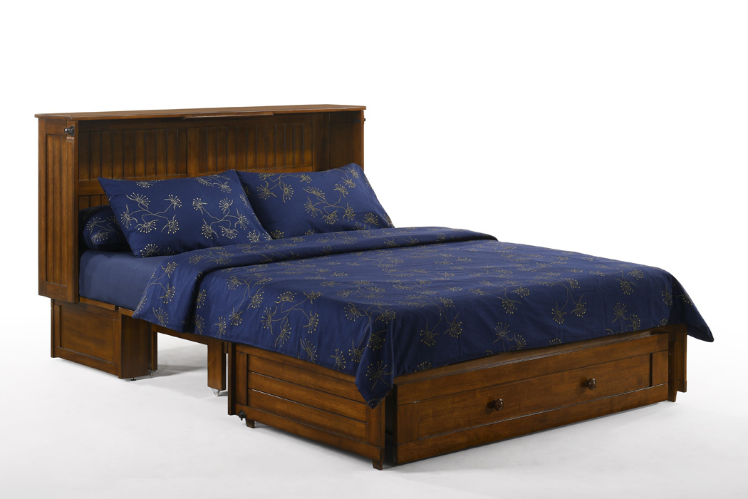 daisy Murphy cabinet bed in black walnut with blankets