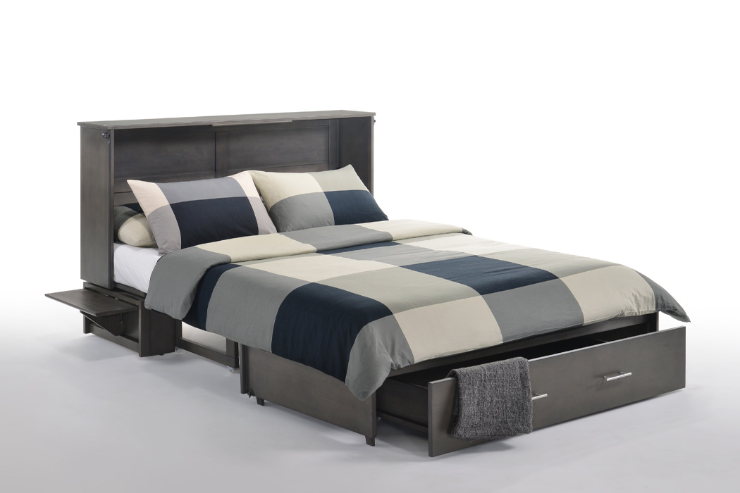 Sagebrush murphy cabinet bed in stonewash bed open