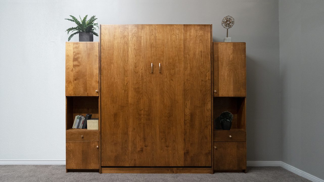 Murphy bed in rich caramel color