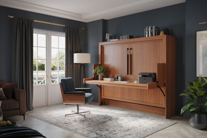 Nova murphy desk bed in mahogany with the bed closed