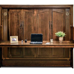 Venetian Murphy Desk Bed. Shown in Cherry wood with mocha nut finish. Price as shown: $4,833.