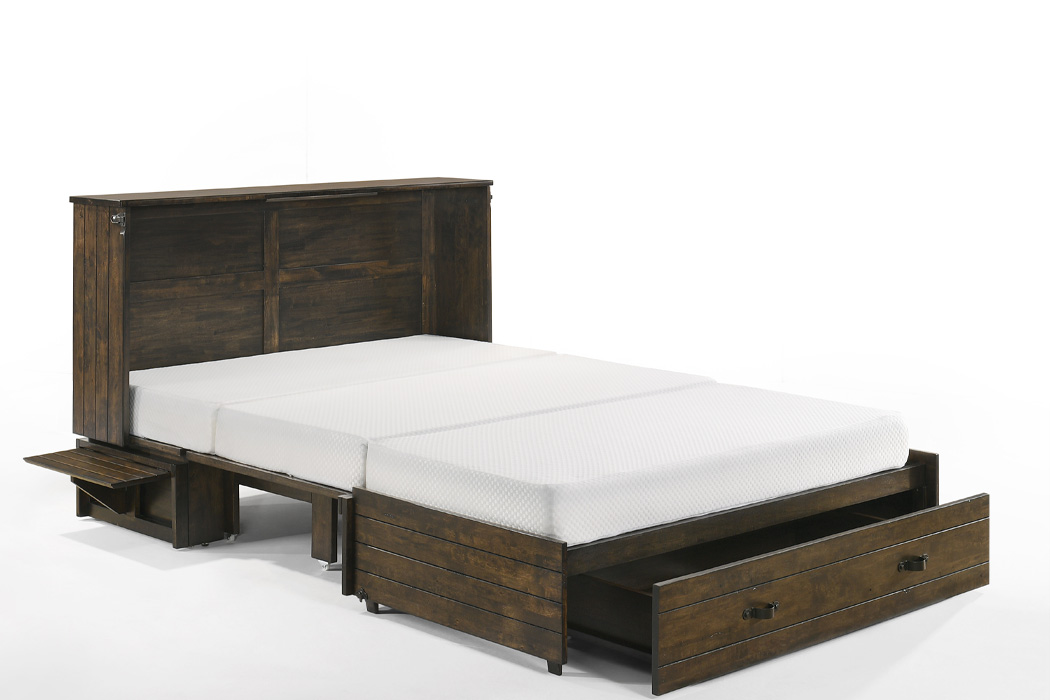 ranchero murphy cabinet bed wildwood brown with bed open