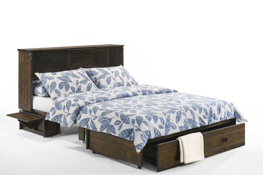 ranchero murphy cabinet bed wildwood brown with bed open