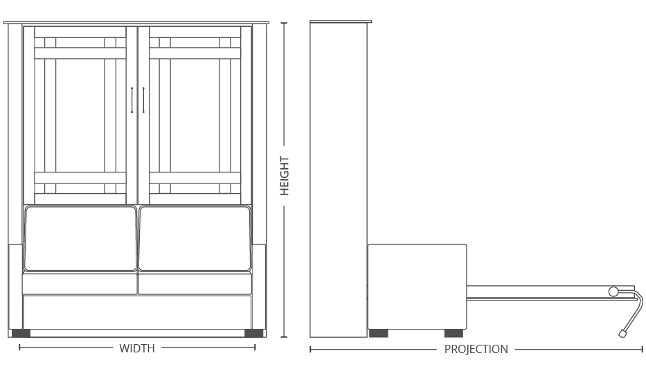 Santa Fe Sofa Murphy Bed diagram