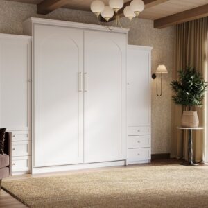 Arcadia Murphy Bed in white closed in decorated room.