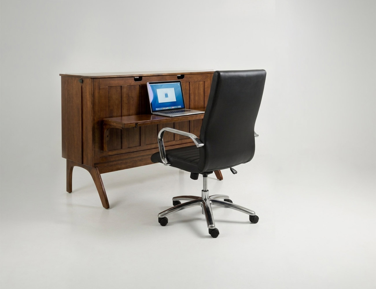 Olympia Desk Cabinet Bed with Laptop and office chair