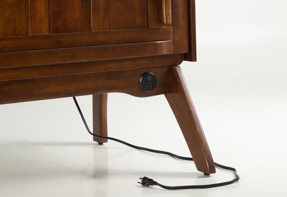 Olympia Murphy Desk Bed Queen Black Walnut power detail