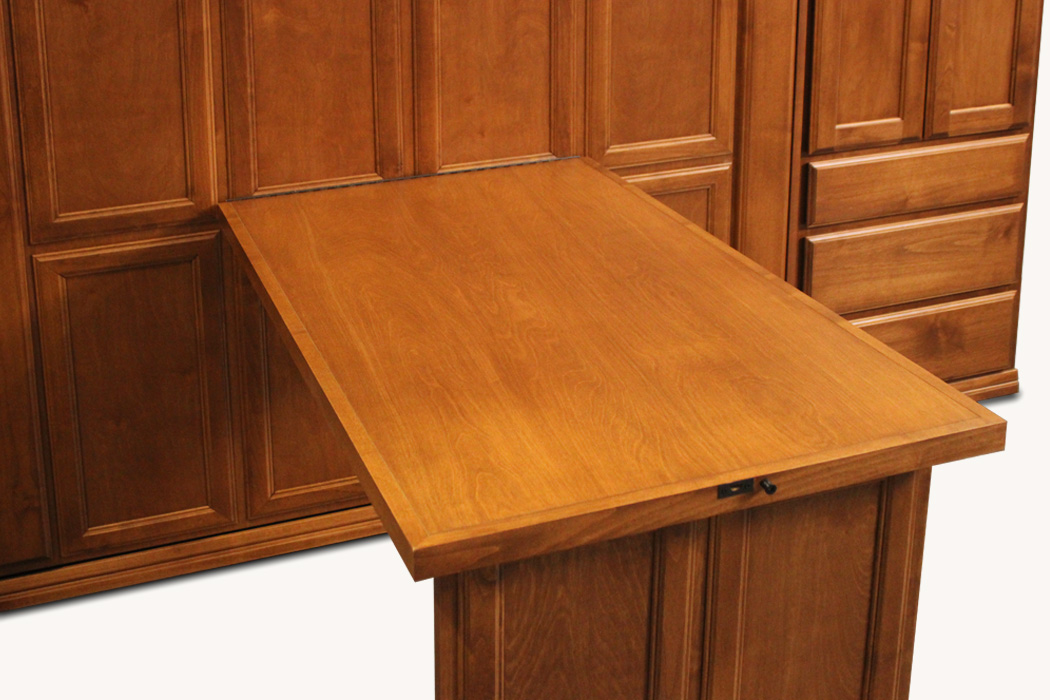 queen wallbed with a drop down table open