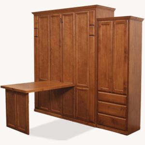 queen wallbed with a drop down table open