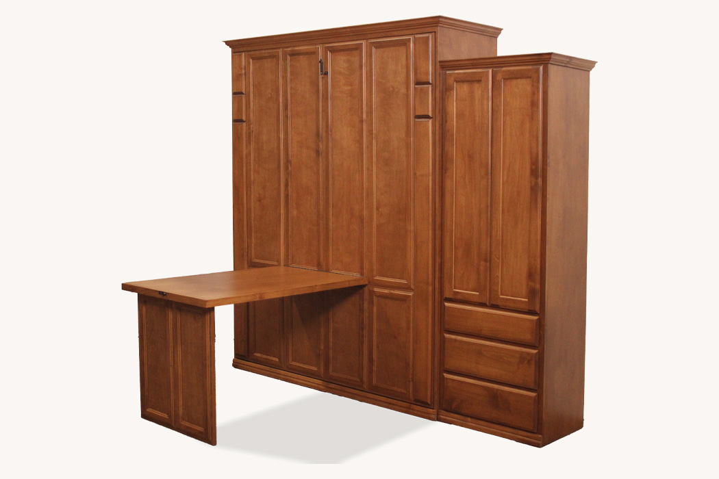 queen wallbed with a drop down table open