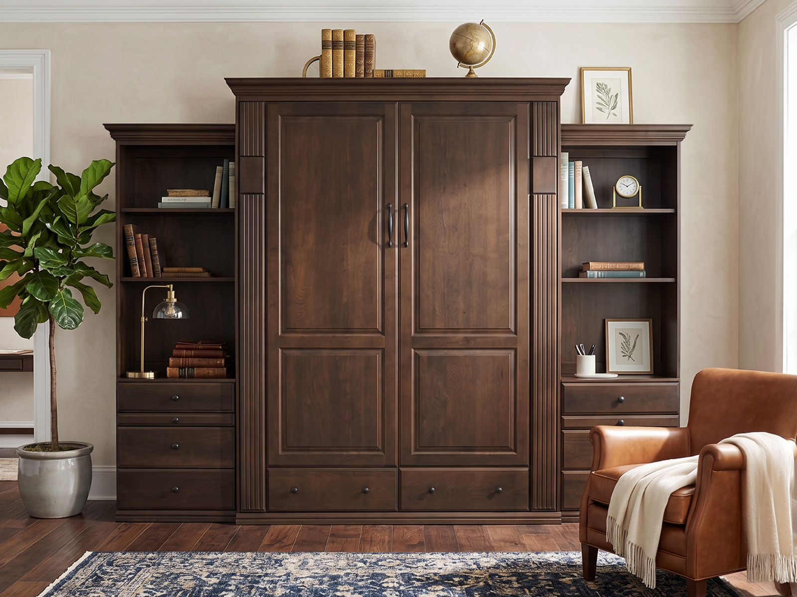 Monticello Real Wood Wall Bed in a beautiful room