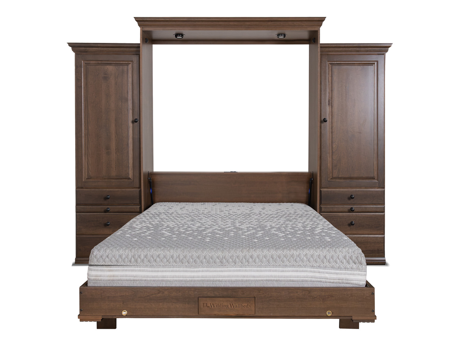 Monticello Real Wood Wall Bed open with a mattress